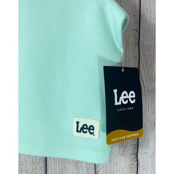 Lee Retro Boxy Oversized Green Cropped Sweatshirt Tee Shirt Top XL New NWT - Picture 3 of 9